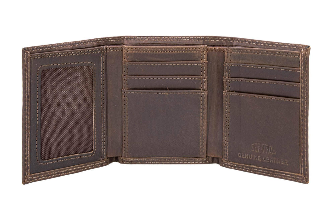 Zep-Pro Christian Cross Leather Trifold Wallet-Crazy Horse