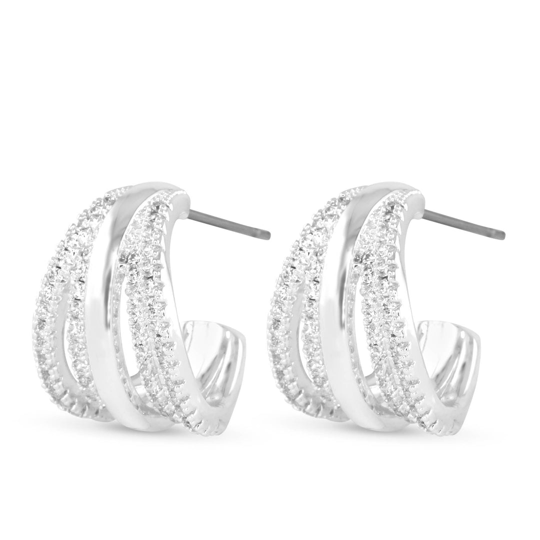 Amanda Blu-Multi Row Hoop Earring - Silver