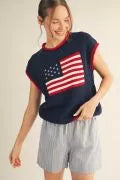 American Flag Knit Top - Navy (LH)