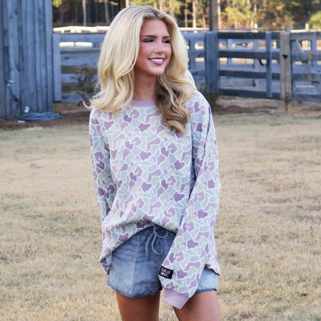 Lulu Mac-WAFFLE LONGSLEEVE TOP-CAMO