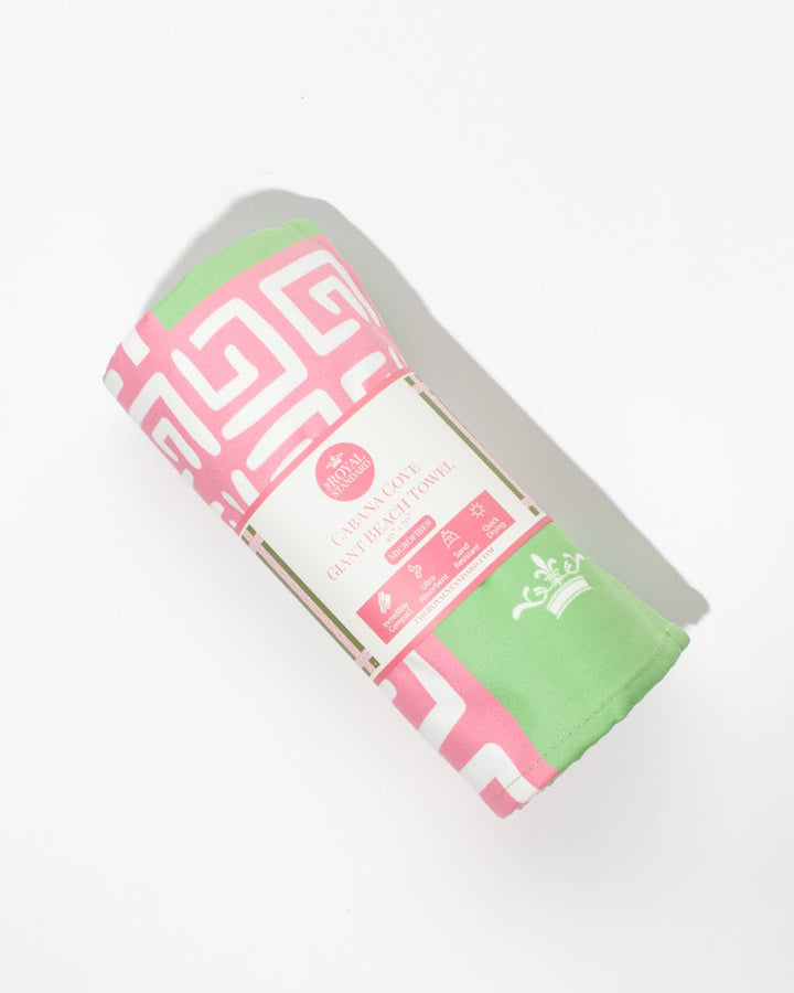 Cabana Cove Giant Beach Towel    Green/Pink/White    40x70