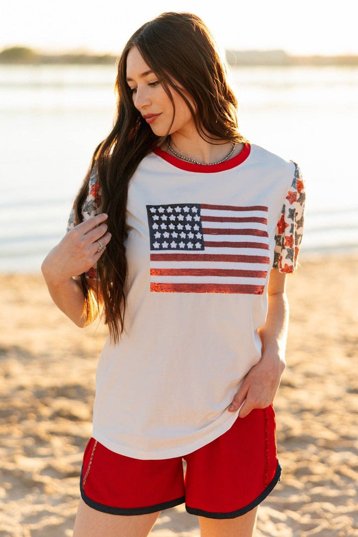 Sequin Flag on Princess Top