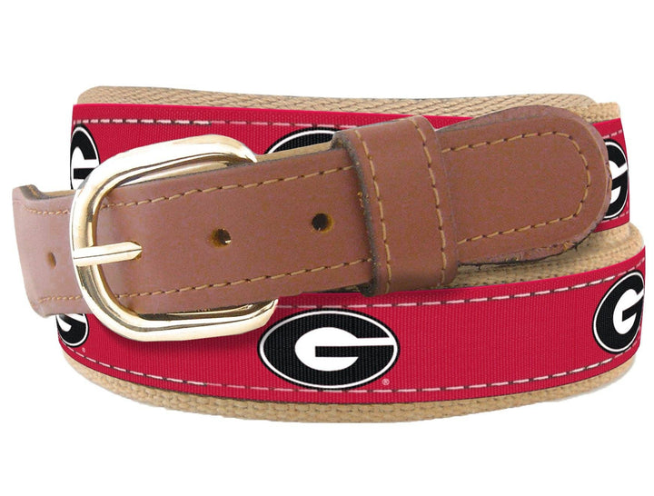 Georgia Bulldogs Men's Collegiate Woven Ribbon Belt.