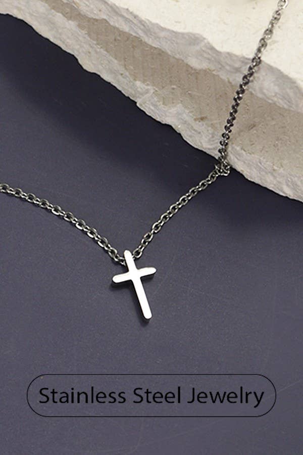 JOSSLYN-18K STAINLESS STEEL TARNISH FREE CROSS NECKLACE | 80N754