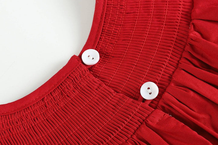 Lil Cactus - Red and White Santa Smocked Bishop Dress