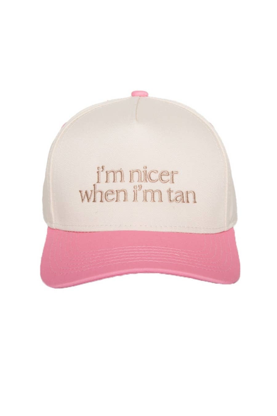 I'm Nicer When I'm Tan Two-Toned Vintage Hats Grad Gift Idea: Pink and Light Pink Stripe