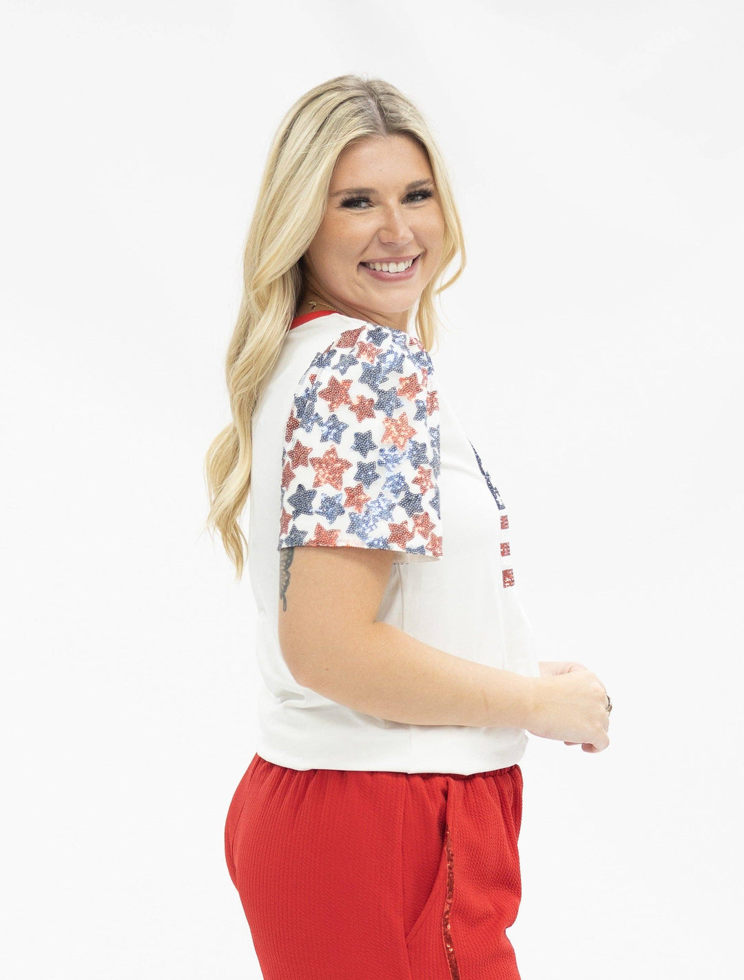 Sequin Flag on Princess Top