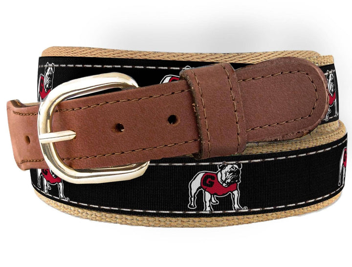 Youth Size UGA Standing Bulldog Collegiate Woven Ribbon Belt.