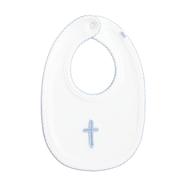 Mud Pie-BLUE CROCHET CROSS BIB
