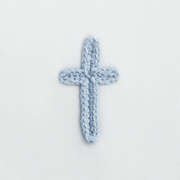 Mud Pie-BLUE CROCHET CROSS BIB