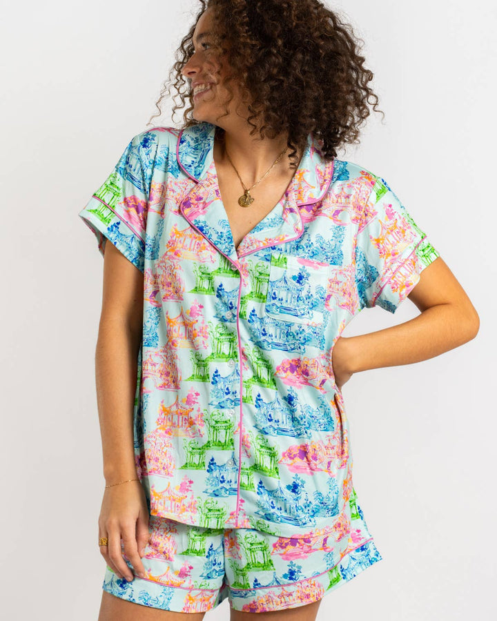 Maya Sleep Shorts   Aqua/Multi