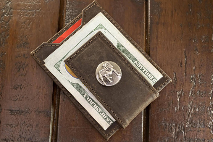 Georgia Bulldogs Men's  Magnetic Front Pocket Leather Wallet-BULLDOG
