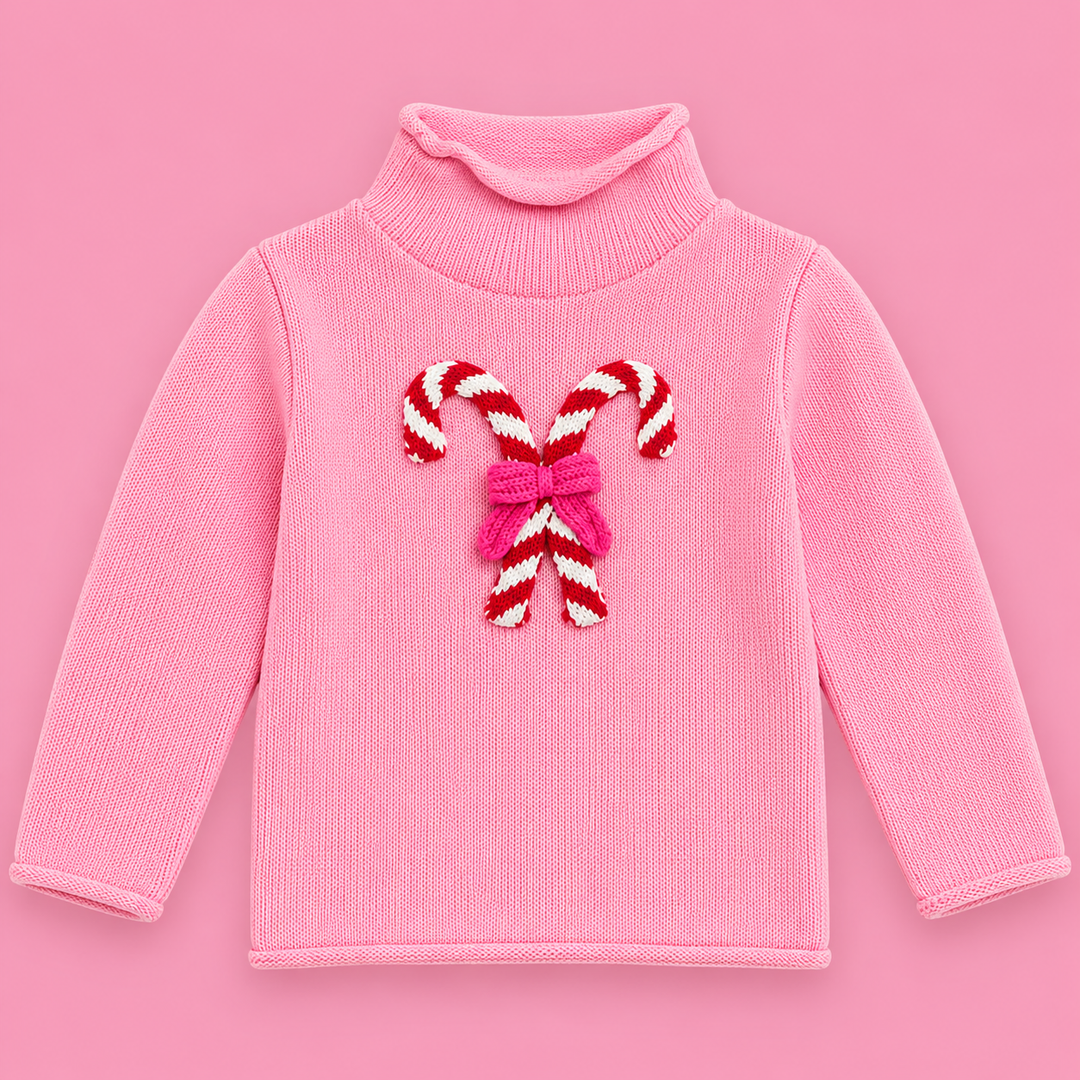Mud Pie-Candy Cane Christmas Sweater-Pink