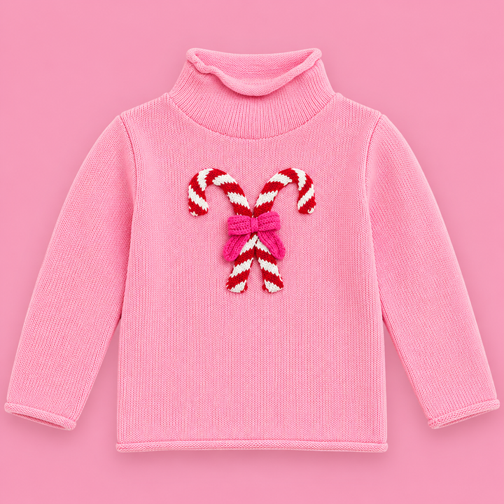 Mud Pie-Candy Cane Christmas Sweater-Pink