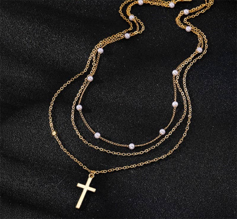 JOSSLYN-18K STAINLESS STEEL TARNISH FREE CROSS NECKLACE | 40NK370
