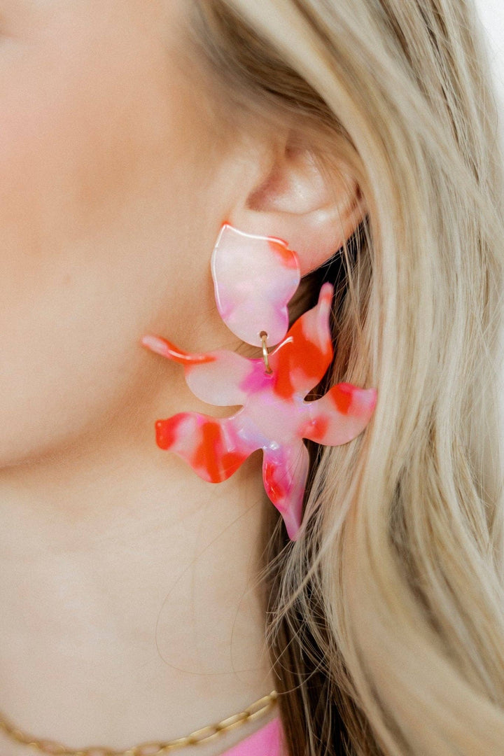 Flora Statement Earrings - Pink Flamingo