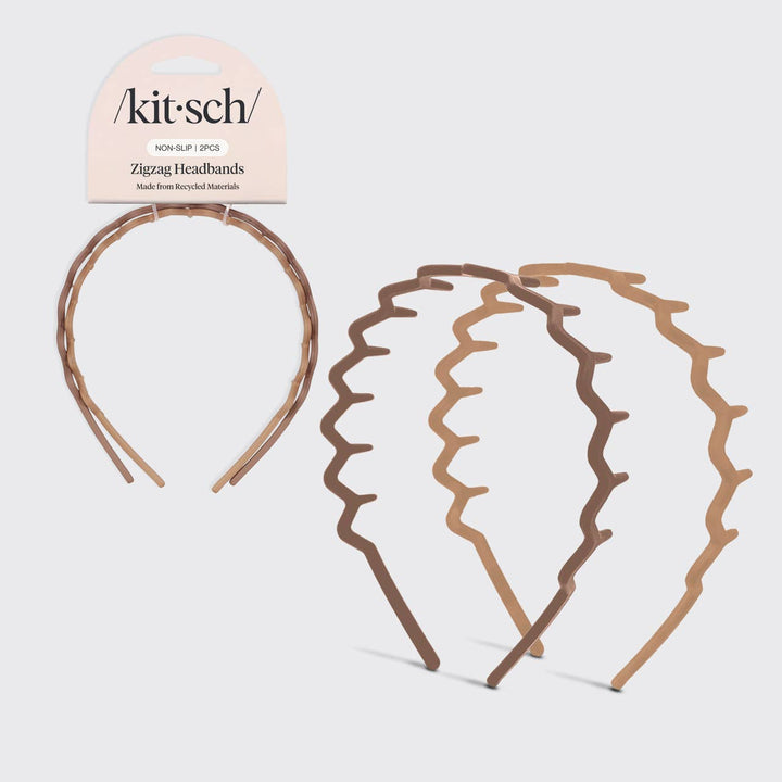 Recycled Plastic Zig Zag Headband 2pc - Neutral (LH)