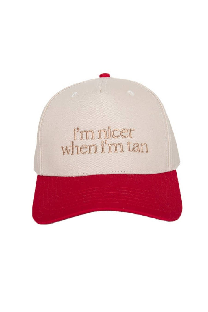 I'm Nicer When I'm Tan Two-Toned Vintage Hats Grad Gift Idea: Pink and Light Pink Stripe