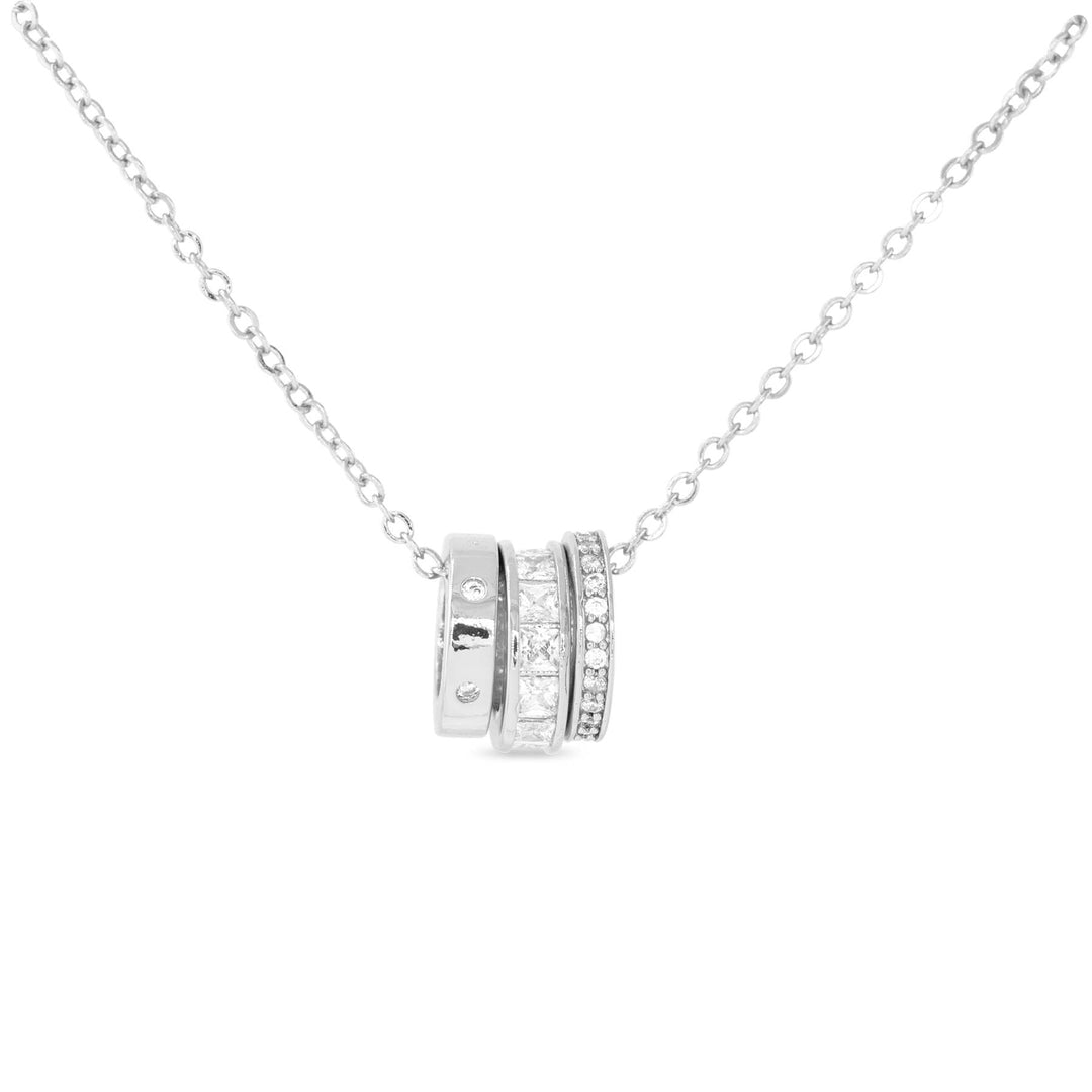 Amanda Blu-CZ Triple Ring Necklace: 18K Gold Dipped