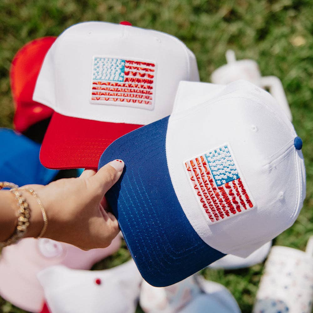 American Flag Two-Toned Hat : Blue and White