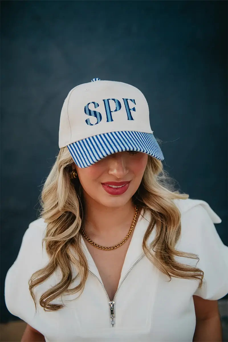 SPF Vintage Wholesale Trucker Hats for Women: Aqua and Green Striped