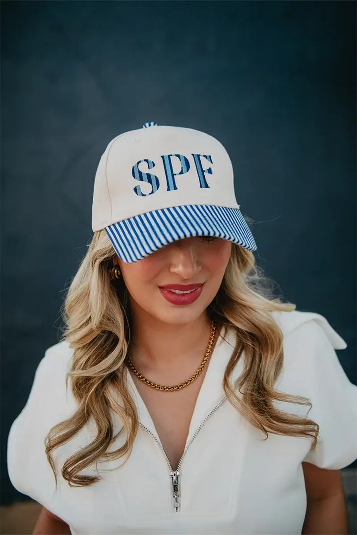SPF Vintage Wholesale Trucker Hats for Women: Aqua and Green Striped