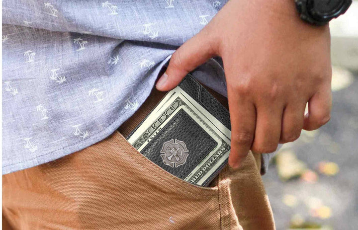 Zep-pro-Maltese Cross Magnetic Leather Slim Wallet