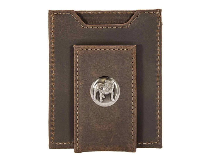 Georgia Bulldogs Men's  Magnetic Front Pocket Leather Wallet-BULLDOG