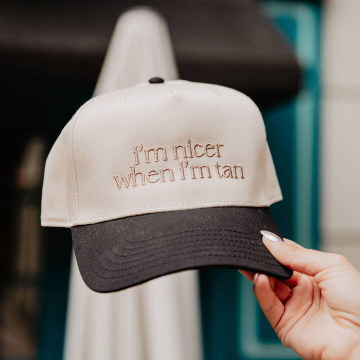 I'm Nicer When I'm Tan Two-Toned Vintage Hats Grad Gift Idea: Pink and Light Pink Stripe