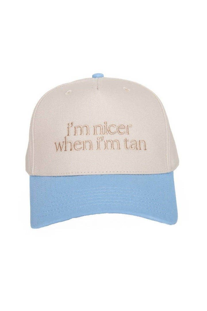 I'm Nicer When I'm Tan Two-Toned Vintage Hats Grad Gift Idea: Pink and Light Pink Stripe