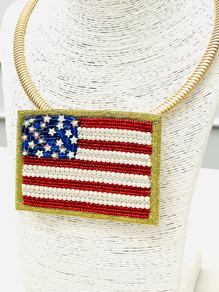 Americana Flag Necklace (red/white/blue)