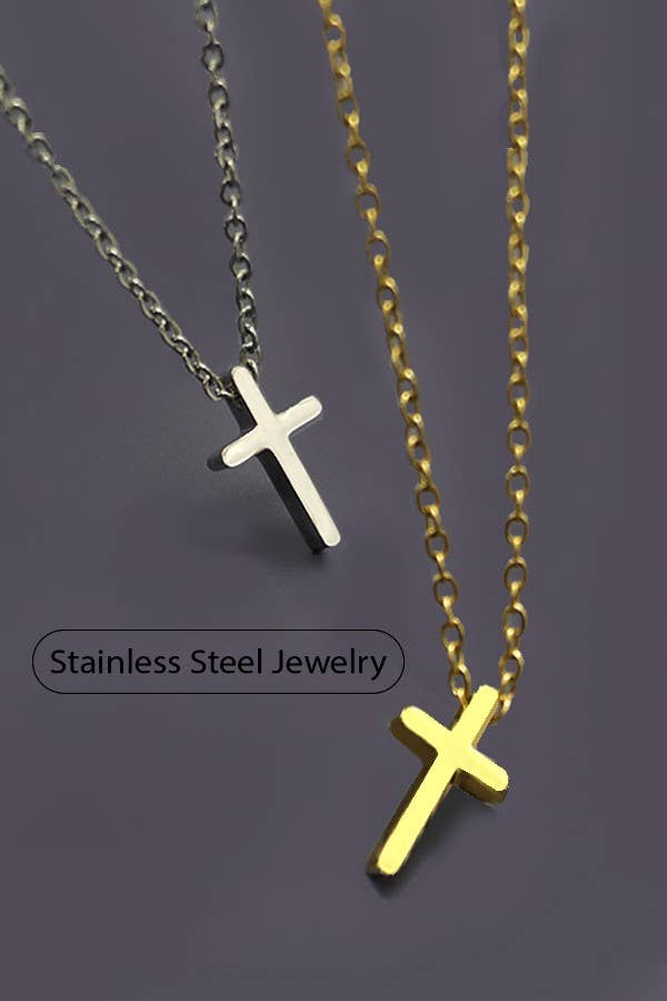 JOSSLYN-18K STAINLESS STEEL TARNISH FREE CROSS NECKLACE | 80N754