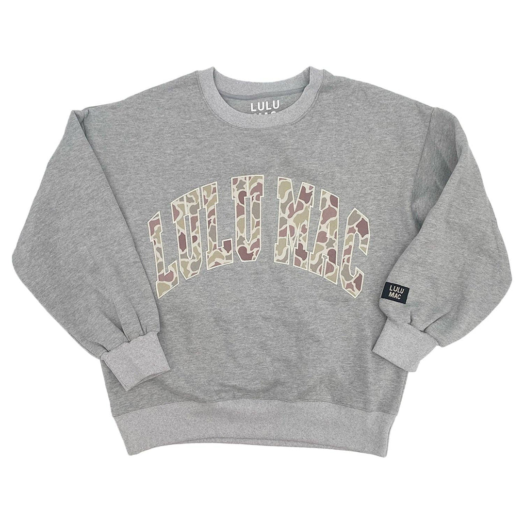 Lulu Mac-CAMO EMBROIDERED SWEATSHIRT-LIGHT GREY