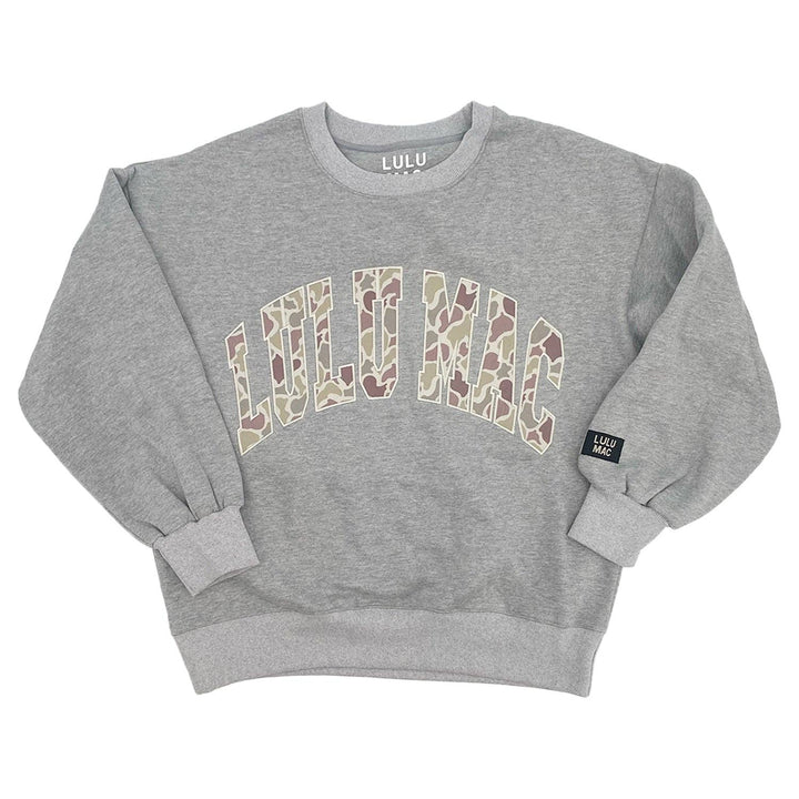 Lulu Mac-CAMO EMBROIDERED SWEATSHIRT-LIGHT GREY