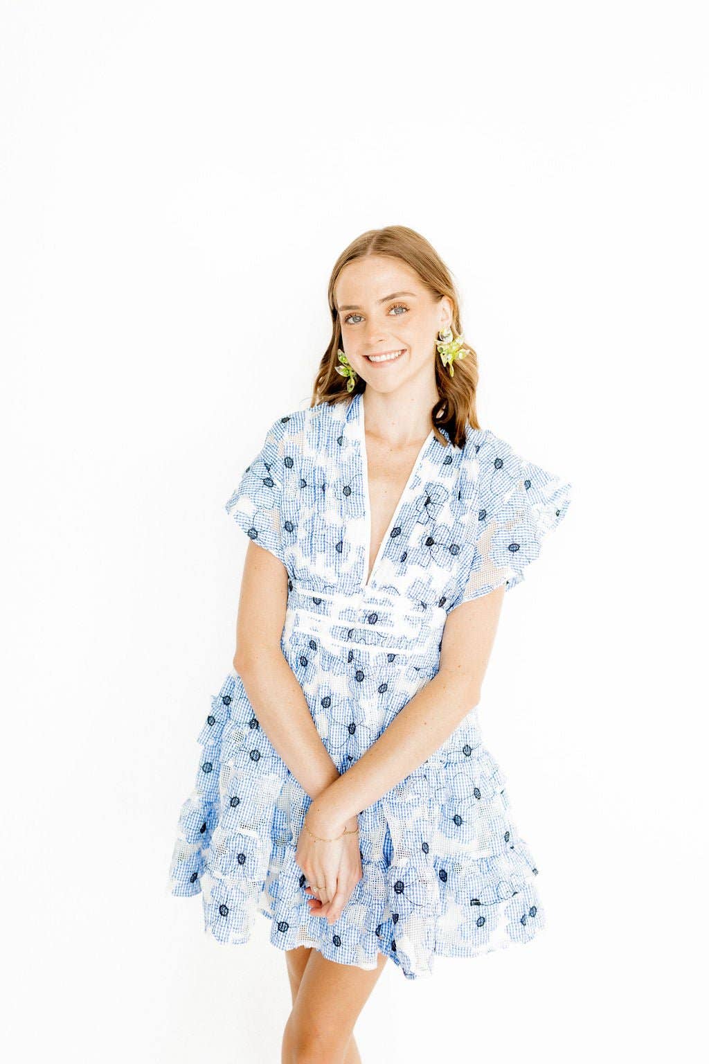 Flora Statement Earrings - Neon Yellow Clouds