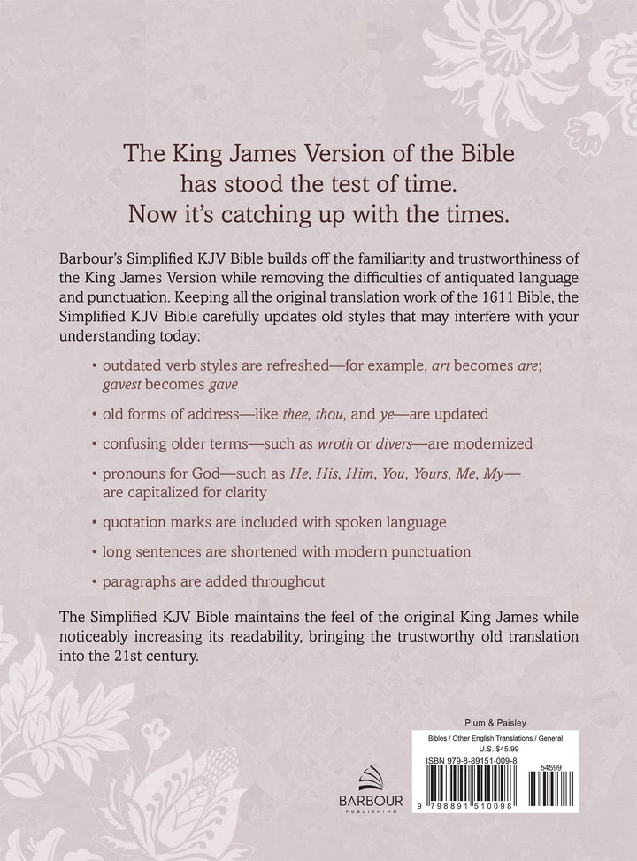Barbour Simplified KJV--Large Print [Plum & Paisley]