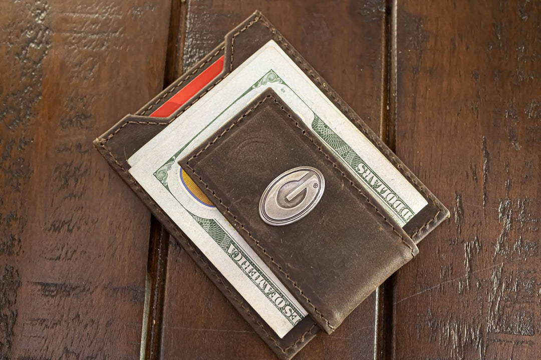 Georgia Bulldogs Men's  Magnetic Front Pocket Leather Wallet-UGA