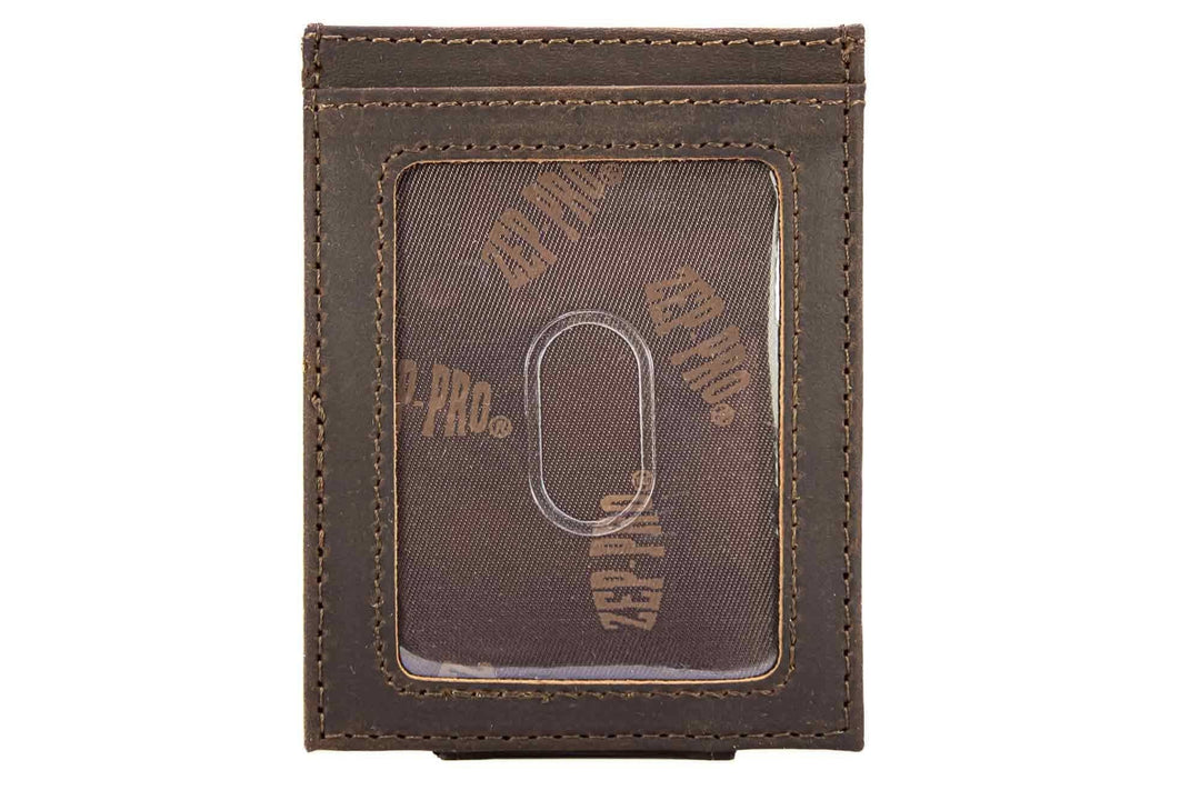Zep-Pro American Flag Magnetic Leather Slim Wallet-Crazy Horse