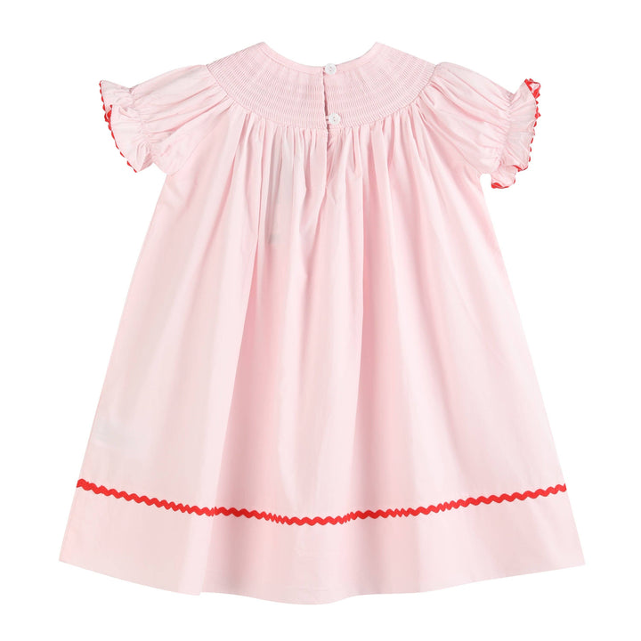 Lil Cactus - Pink Christmas Smocked Bishop Dress