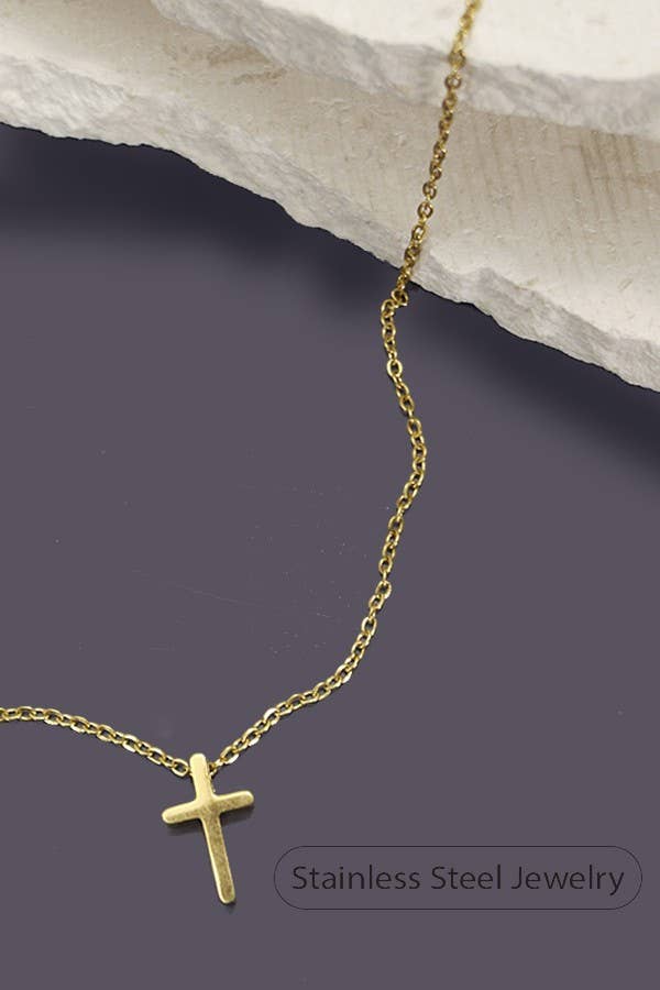 JOSSLYN-18K STAINLESS STEEL TARNISH FREE CROSS NECKLACE | 80N754
