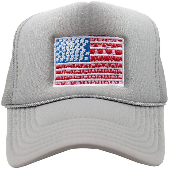 American Flag Cute Foam Trucker Hat: Light Pink