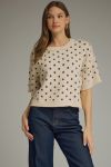 Cream Polka Dot Short Sleeve Sweater (LH)