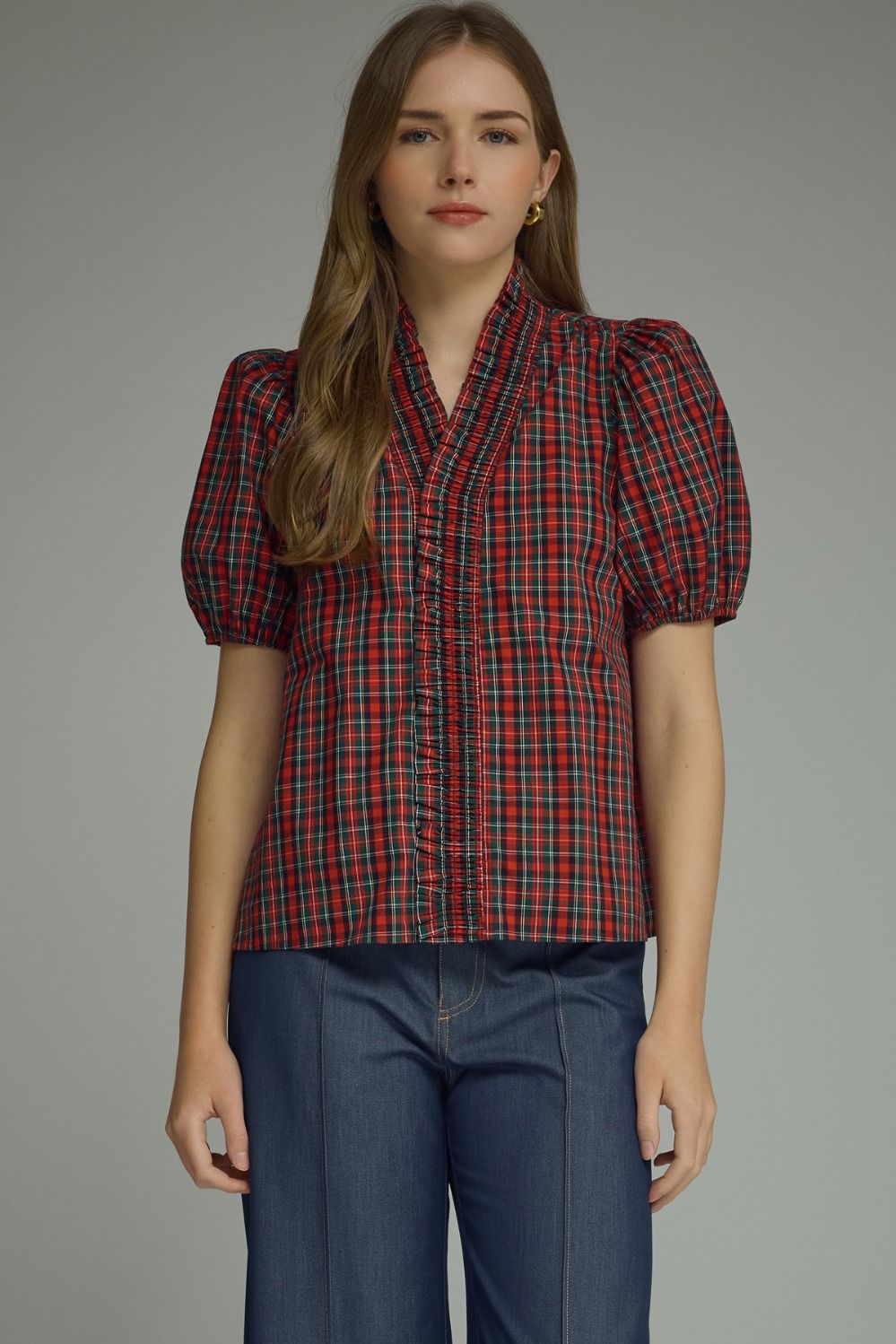Merry Plaid Short Sleeve Top (LH)