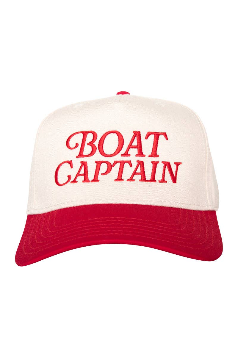 Boat Captain Two-Toned Retro Hat: Light Blue and Navy Stripe