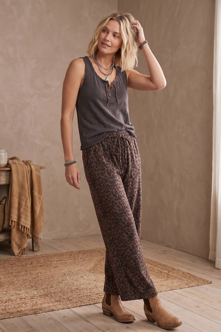 Sewn & Seen-Leopard Print French Terry Wide Leg Pants