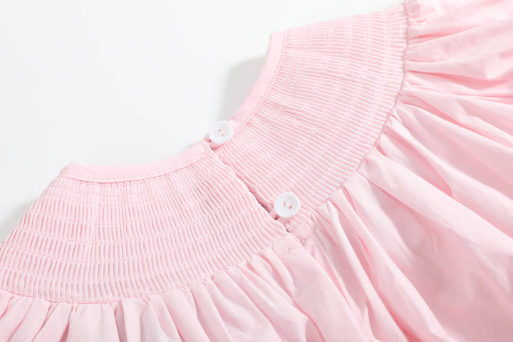 Lil Cactus - Pink Christmas Smocked Bishop Dress