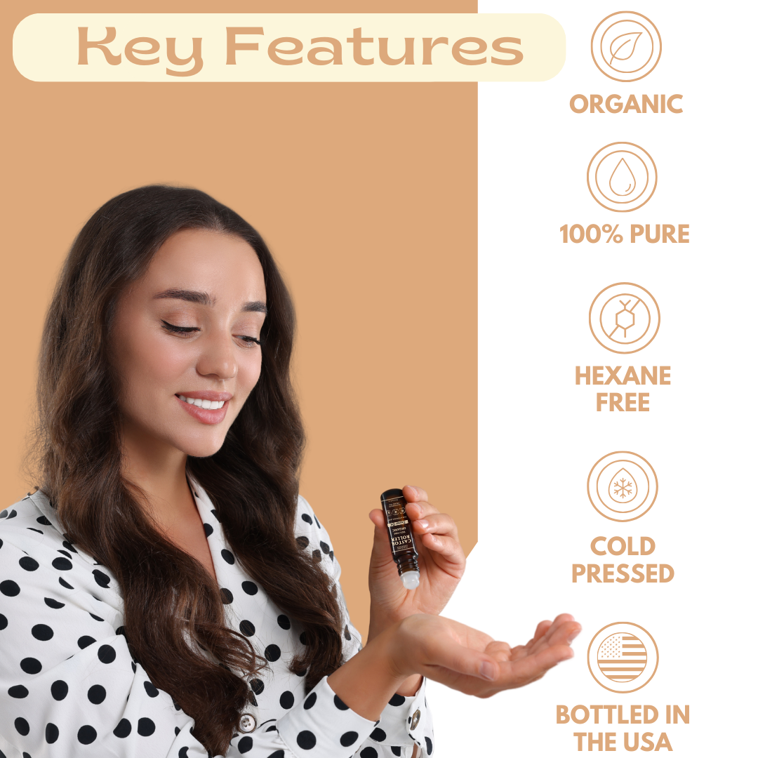 Organic Cold Pressed Castor Oil Roller | 10 mL Glass Bottle