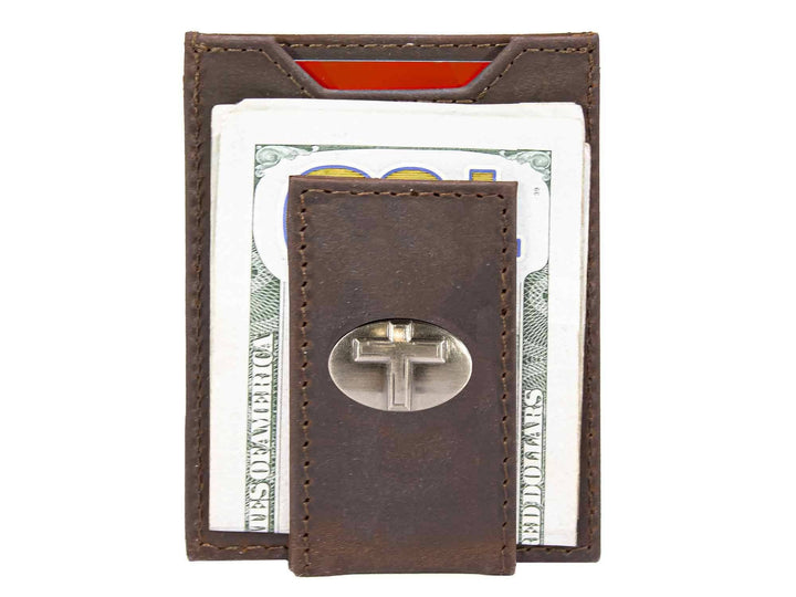 Zep-pro-Christian Cross Magnetic Leather Slim Wallet