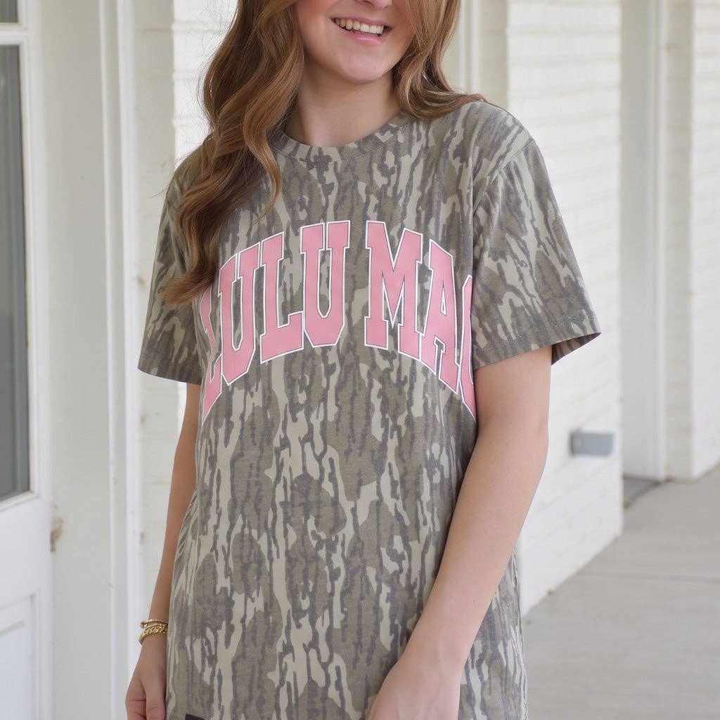 Lulu Mac-Mossy Oak Bottomland Print Tee W/Light Pink