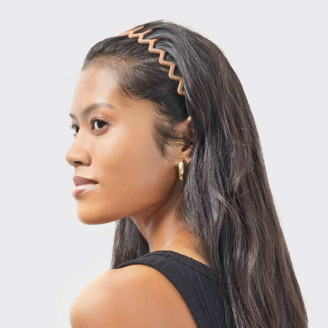 Recycled Plastic Zig Zag Headband 2pc - Neutral (LH)